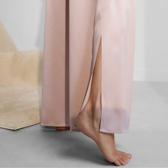 Elegant Pink Satin Loungewear Set